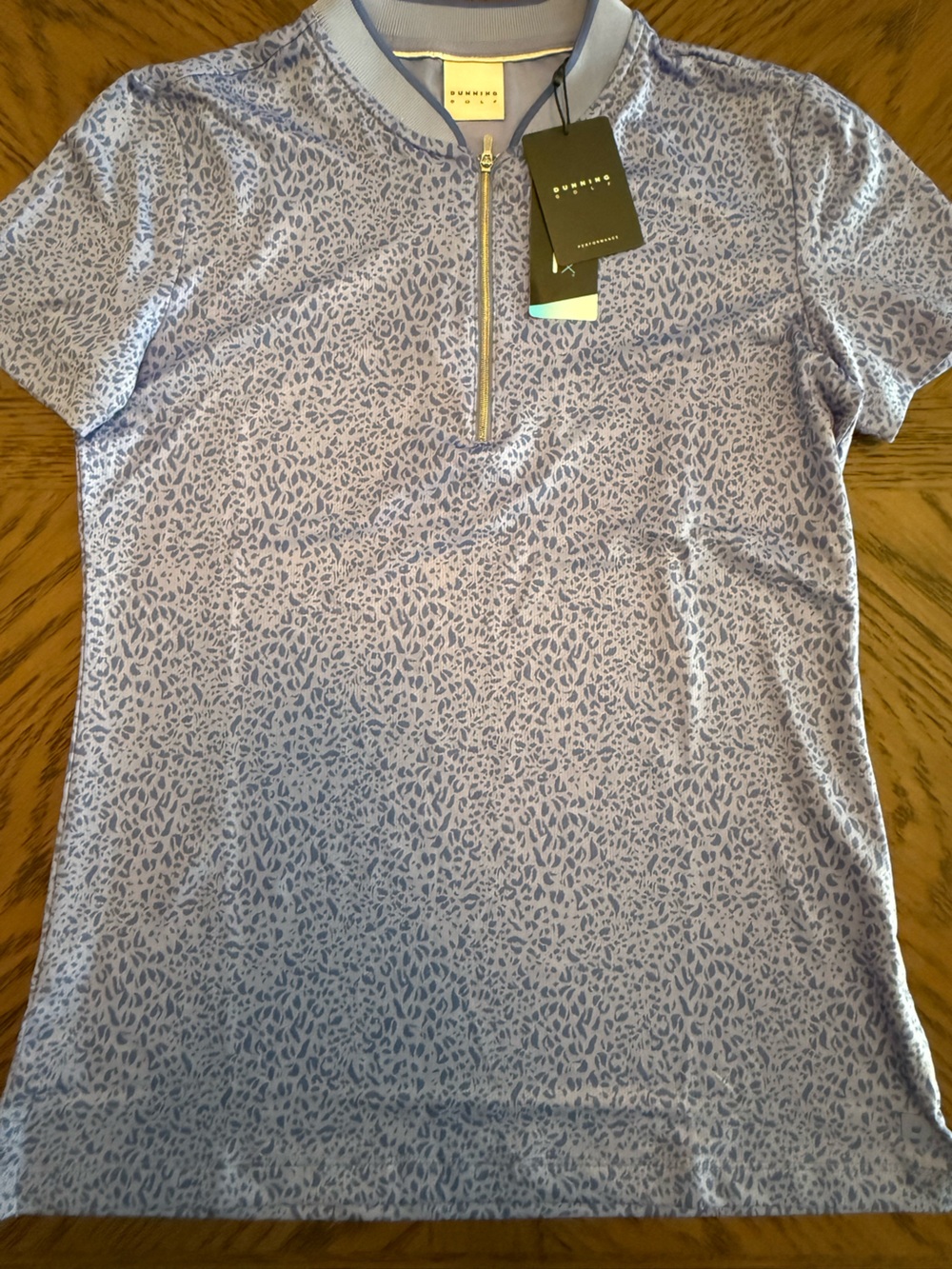 Club Monaco Lilac Animal-Print Zip Polo Top